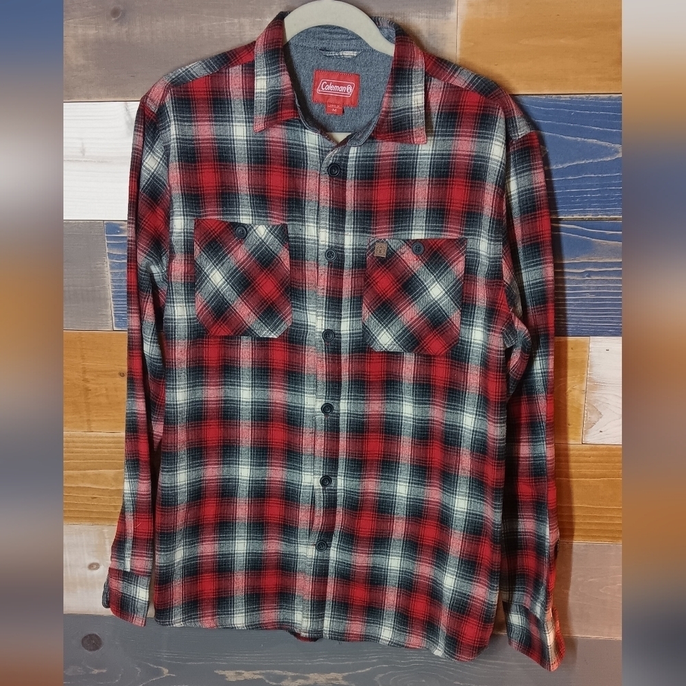Coleman Flannel M Red And Black Plaid